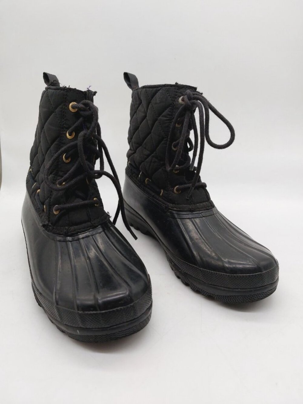 Sperry Size 8 Top Sider Black Rubber Quilted Lace Up Lined Duck Boots - Picture 5 of 11